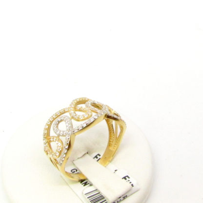 anello donna oro giallo e bianco zirconi oreficeria