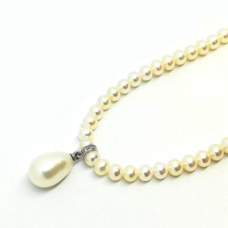 collana donna perle acqua dolce oro bianco diamanti genesia perle