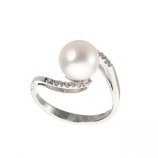 anello donna oro bianco perle e diamanti Genesia Perle