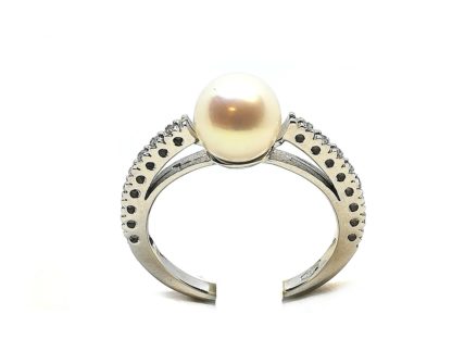 anello donna oro bianco perle di acqua dolce diamanti genesia perle