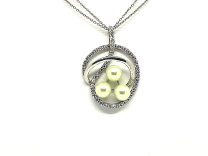 collana donna argento e perle con zirconi