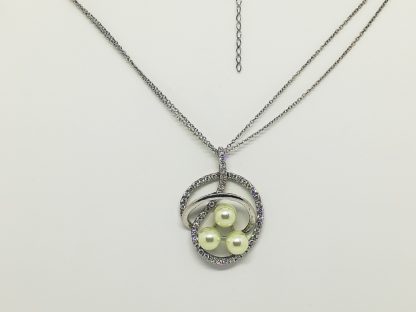 collana donna argento e perle con zirconi