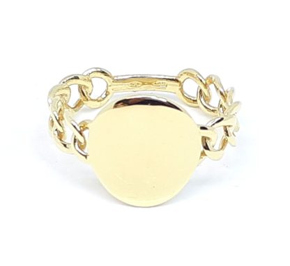 anello donna oro giallo maglia grumetta targhetta