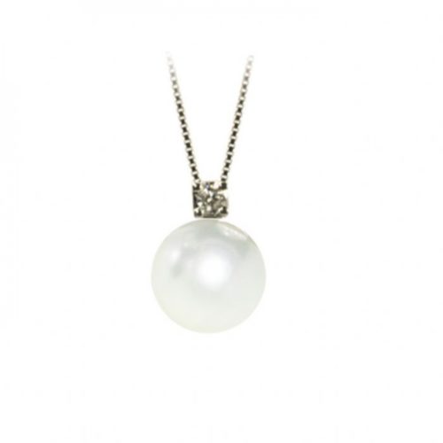 Collana oro bianco perle di acqua dolce e diamanti Kikilia by Genesia
