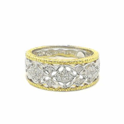 Anello donna Eurodiamant in Oro bianco e Oro giallo Fascia con Diamanti Traforato