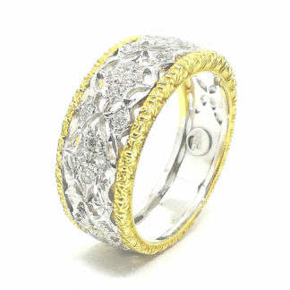 Anello donna Eurodiamant in Oro bianco e Oro giallo Fascia con Diamanti Traforato