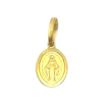 Ciondolo in Oro giallo Medaglia con Madonna Miracolosa