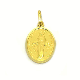 Ciondolo in Oro giallo Medaglia con Madonna Miracolosa