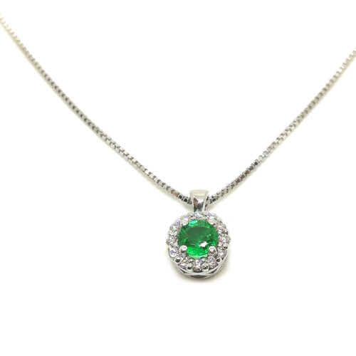 Collana girocollo in Oro bianco con Smeraldo e Diamanti Kate