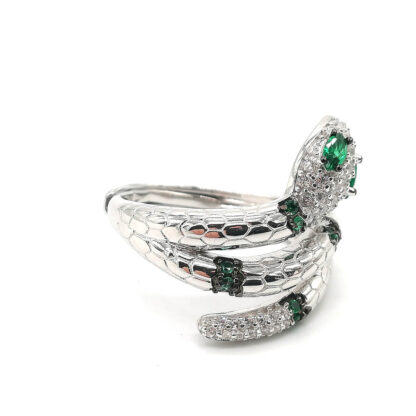 anello donna serpe in argento con pietre colorate e zirconi