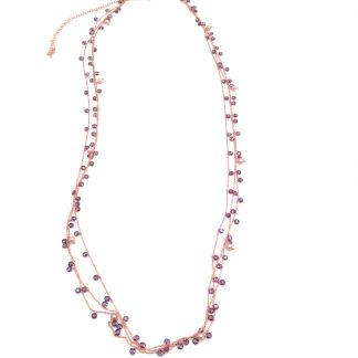 Collana in Argento Rosè Perle di acqua dolce e Pietre colorate Kikilia Fashion