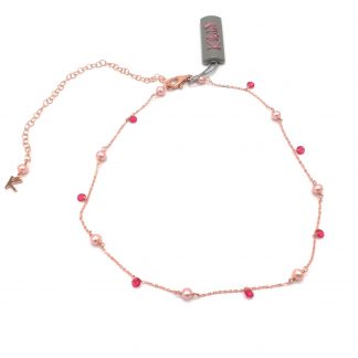 Collana in argento rosè Perle di acqua dolce e Pietre colorate Kikilia Fashion KGC726B