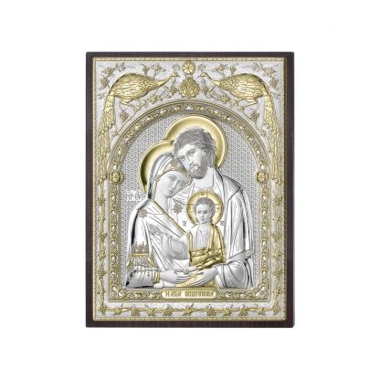 Icona Sacra in legno e lamina di argento Acca Argenti Sacra famiglia