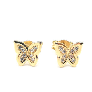 orecchini in oro giallo con zirconi farfalla