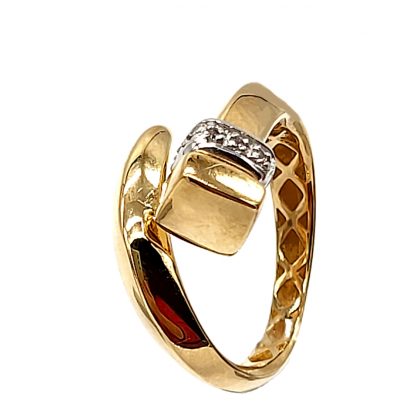 8598l (2)anello chiodo in oro giallo e zirconi