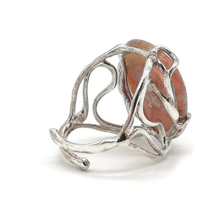anello donna in pietre dure argento e pietra di luna della rovere gioielli