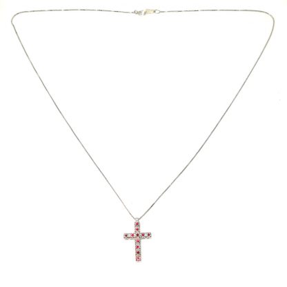 crdalia r (1)collana donna in oro bianco con rubini croce pg gioielli