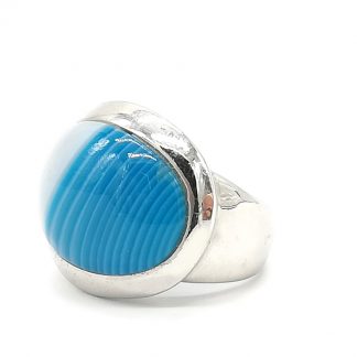 0438b (3)anello donna in argento e agata blu della rovere gioielli