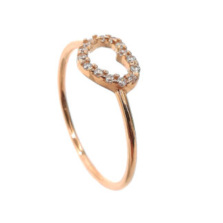 anello donna in oro rosa e zirconi cuore