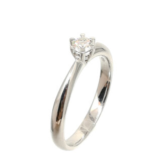 anello donna in oro bianco e diamanti solitario a 6 griffes