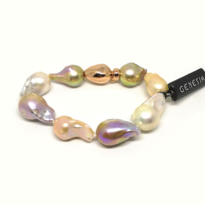 bracciale in perle di acqua dolce barocche multicolor genesia perle