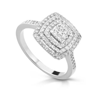 anello donna in oro bianco diamanti quadrato pg gioielli