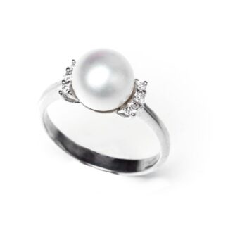 anello in oro bianco e perle acqua dolce diamanti genesia perle