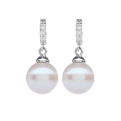 orecchini in oro bianco e perle acqua dolce diamanti genesia perle