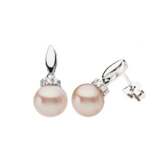 orecchini di perle d’acqua dolce oro bianco e diamanti genesia perle