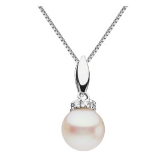 collana in oro bianco e perle acqua dolce diamanti genesia perle