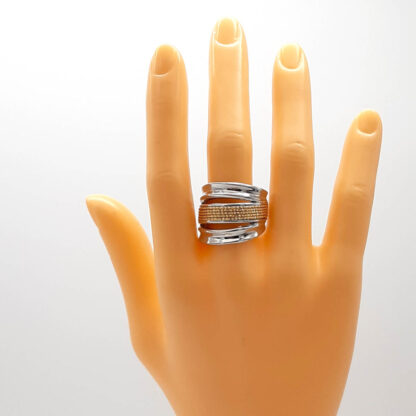 anello donna fascia in argento e argento dorato diamantato fraboso argento