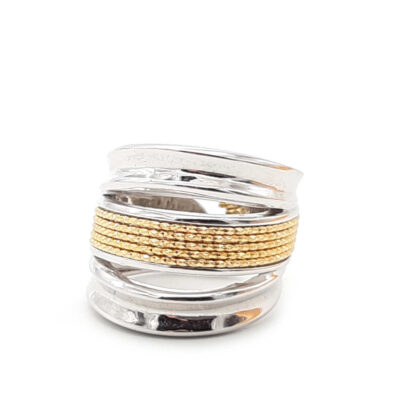 anello donna fascia in argento e argento dorato diamantato fraboso argento
