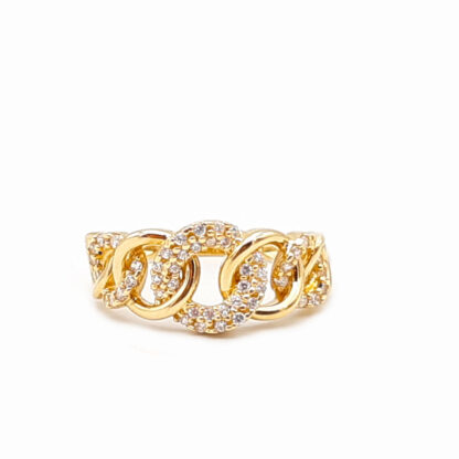 anello grumetta in oro giallo e zirconi