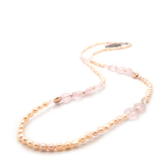 collana lunga di perle di acqua dolce e quarzo rosa kikilia fashion