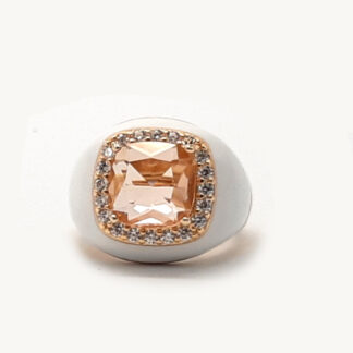 anello chevalier in argento dorato con smalto pietre colorate e zirconi