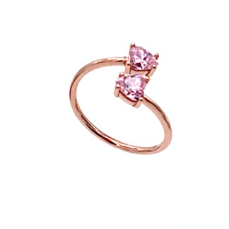 anello cuori in oro rosa e pietre colorate contrariè