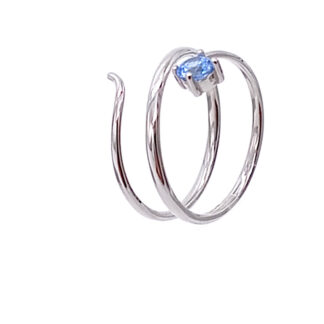anello serpe in oro bianco e pietre colorate azzurro