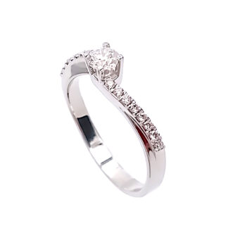 anello donna solitario valentine in oro bianco e diamanti