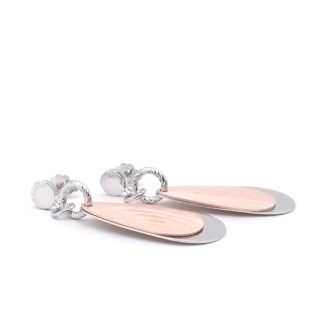 orecchini donna in argento e argento rosè graffiato goccia fraboso argento