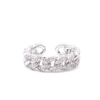 anello fascia grumetta in argento e pavè di zirconi