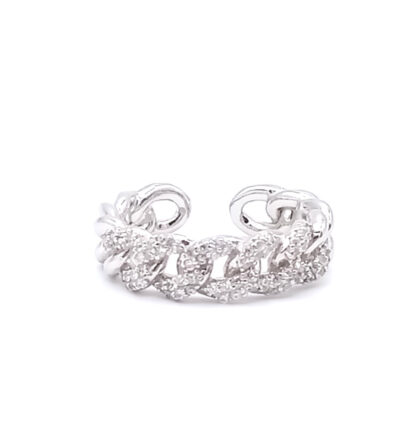anello fascia grumetta in argento e pavè di zirconi