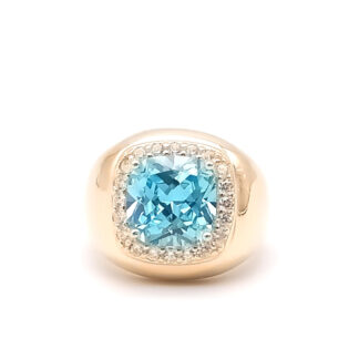 anello donna chevalier in argento dorato con pietre colorate azzurro