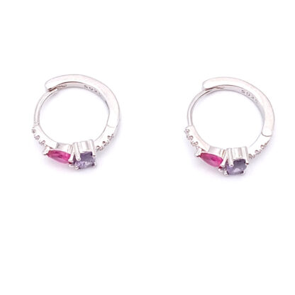 orecchini cerchio in argento campanelle con pietre colorate e zirconi