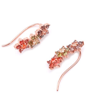 orecchini fiore in argento rosè con pietre colorate e zirconi