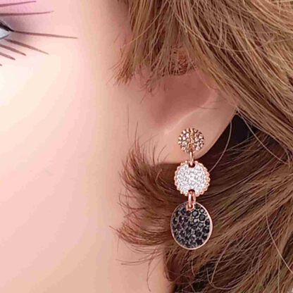 orecchini donna cerchi in argento rosè con zirconi bianchi e zirconi brown