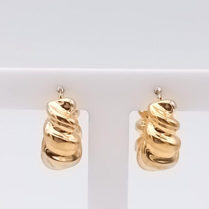 orecchini donna cerchio campanelle bombate ondulate in argento dorato